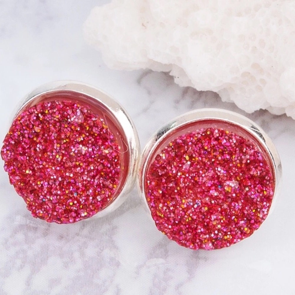 🌃Red Druzy Earrings